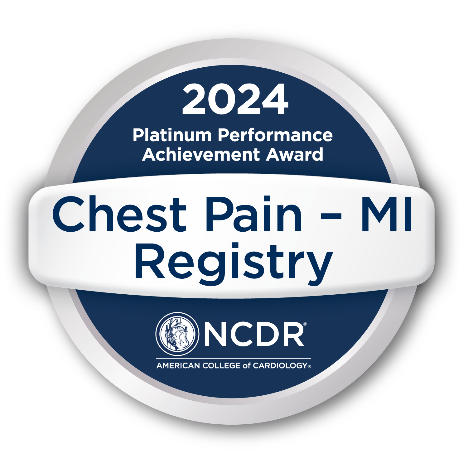 NCDR Chest Pain ̶ MI Registry Platinum Performance Achievement Award Logo