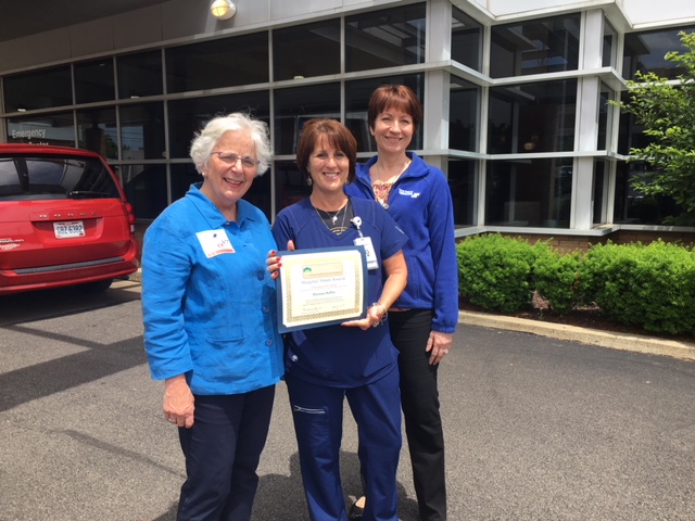 Picture of Donnee Huffer with her Hospital Week Award 
