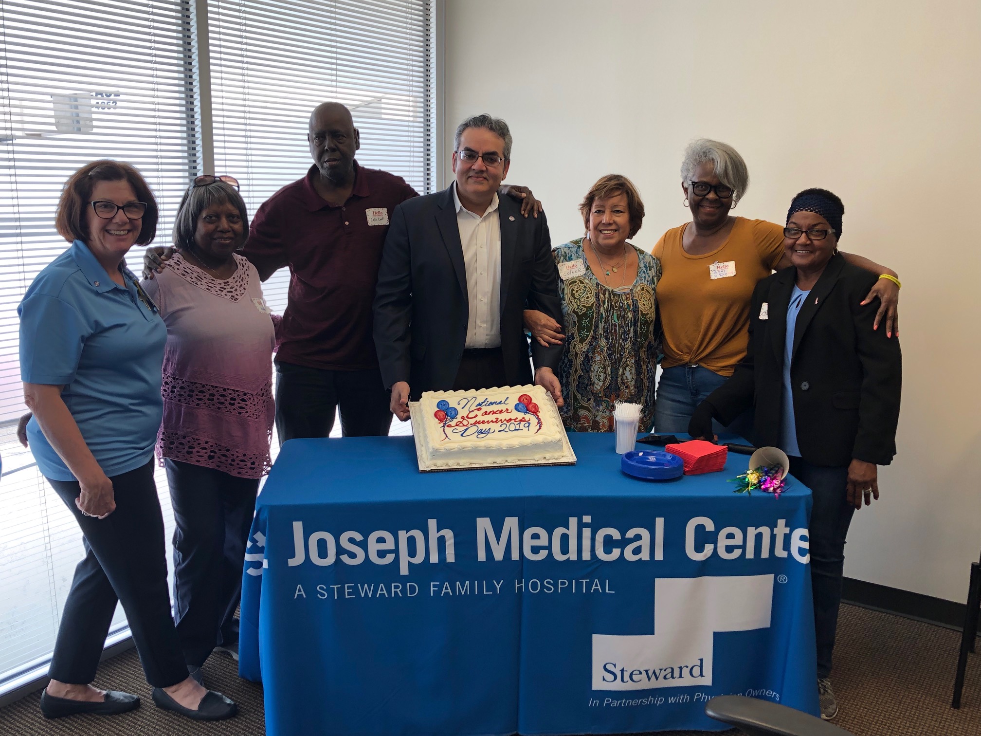 Cancer survivors reunite with physicians and staff at St. Joseph Cancer Center in honor of Cancer Survivors Day.
