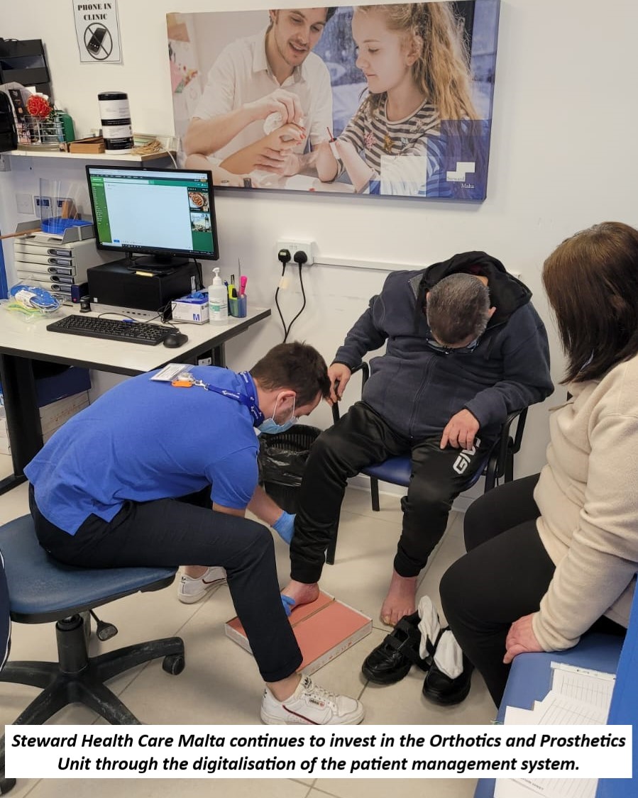 Steward Health Care Malta continues to invest in the Orthotics and Prosthetics Unit through the digitalisation of the patient management system.