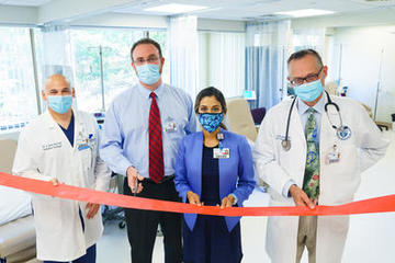 Jason Zauls, MD, Radiation Oncology Director; Jonathan Croopnick, MD, Hematology Oncology; Marisela Marrero, MD, President, Good Samaritan Medical Center; Richard Junghans, MD, Hematology Oncology