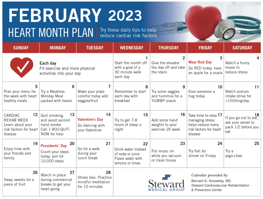 Heart Month Calendar